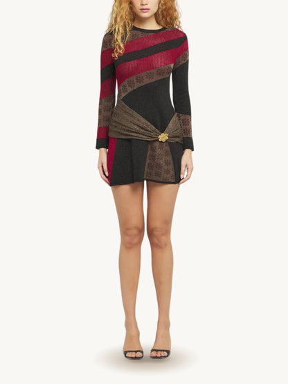 Eliza Long Sleeve Mini Dress - Ruby/Black