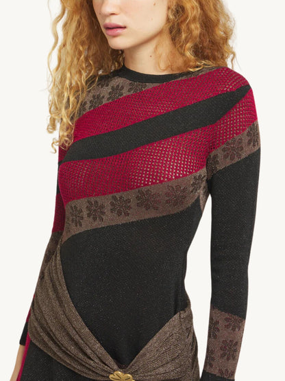 Eliza Long Sleeve Mini Dress - Ruby/Black