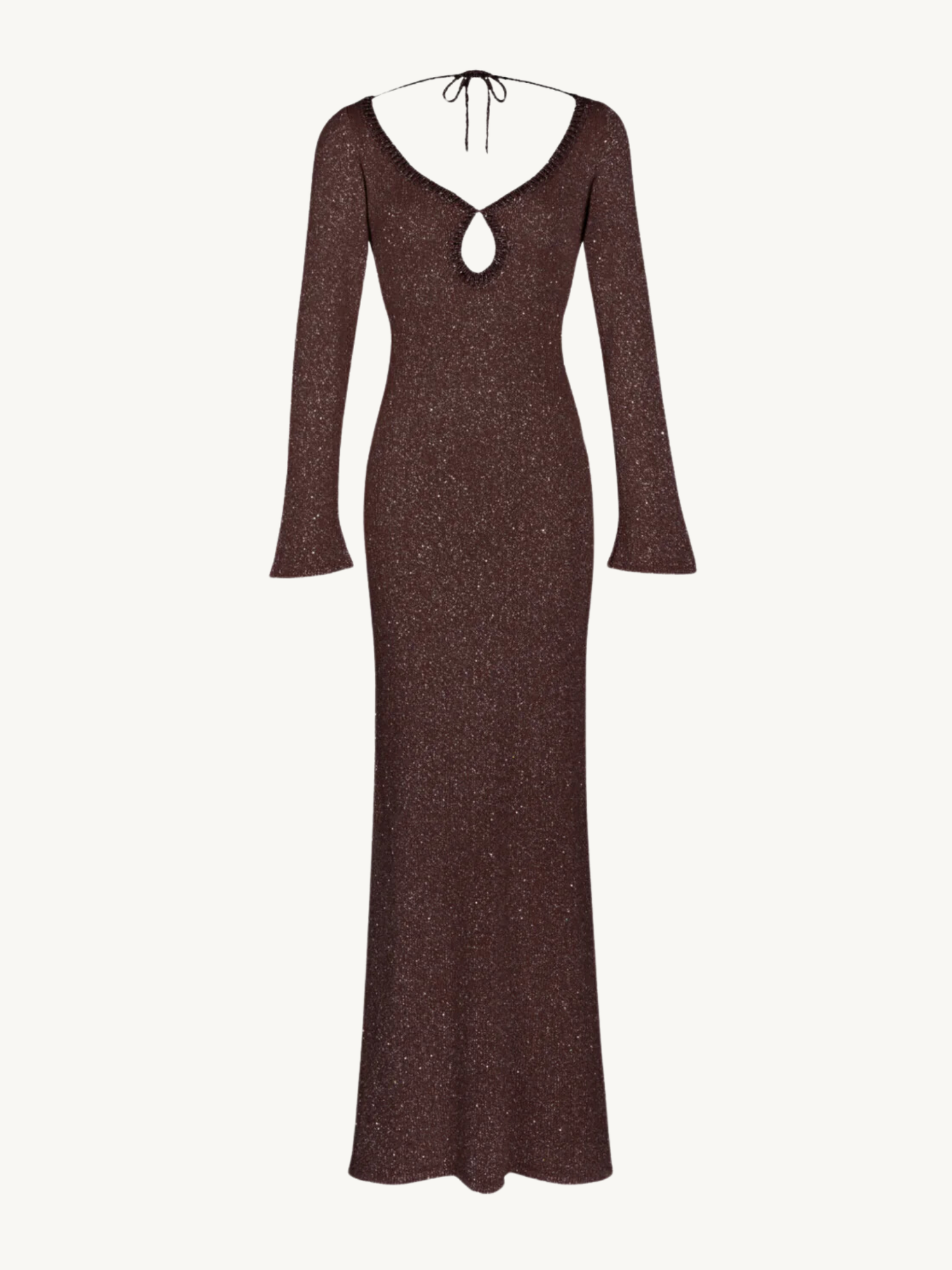 Fiona Long Sleeve Keyhole Dress - Tobacco Sequin