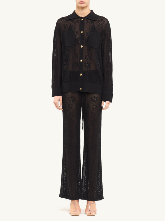 Delilah Crochet Shirt - Black