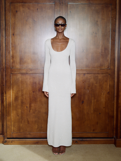 Ella Long Sleeve Dress - Snow Sequin