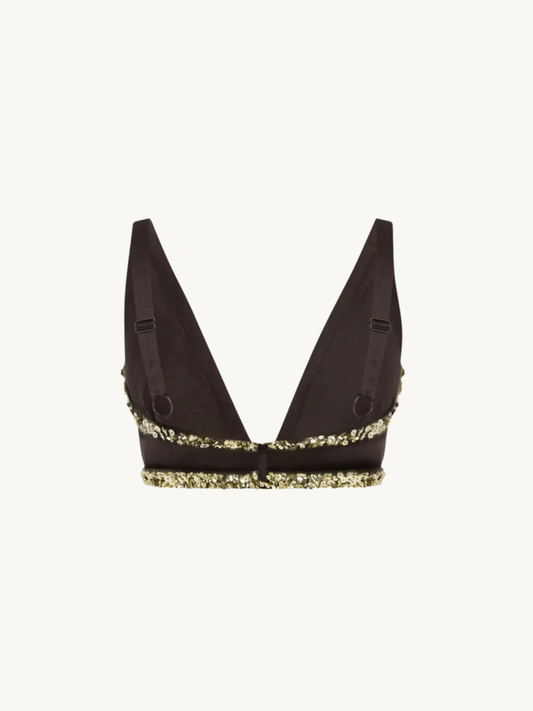 Celine Hand Beaded Bralette - Cocoa