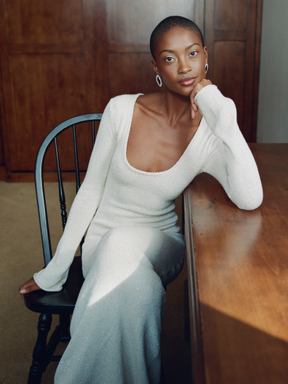 Ella Long Sleeve Dress - Snow Sequin