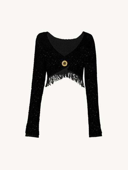Grace Sequined Cardigan - Black