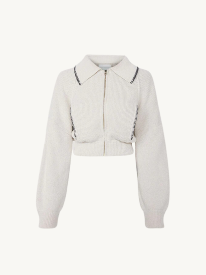 Voyager Knitted Bomber Jacket - Ivory