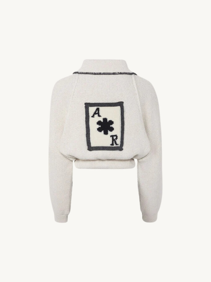 Voyager Knitted Bomber Jacket - Ivory