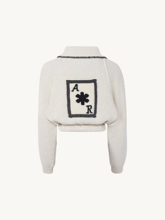 Voyager Knitted Bomber Jacket - Ivory