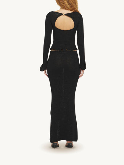 Carolina Split Skirt - Black Sequin