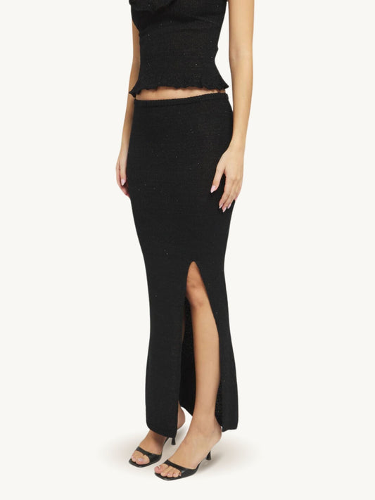 Carolina Split Skirt - Black Sequin