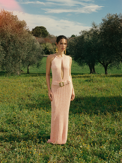 Valeria Dress - Peach Sequin