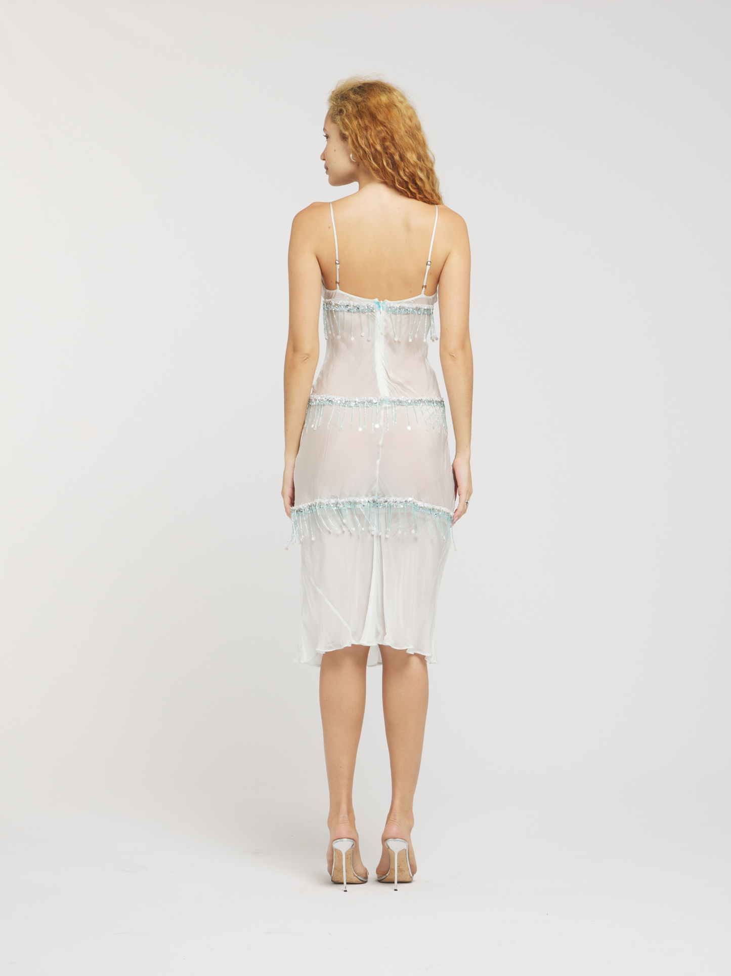 Layla Hand Beaded Dress - Ice Blue