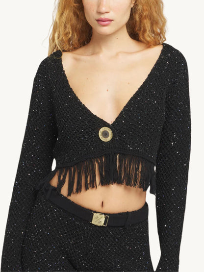 Grace Sequined Cardigan - Black