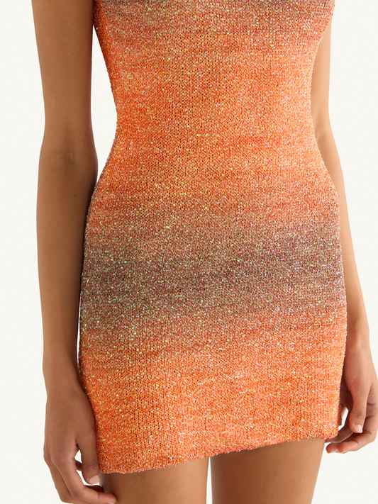 Natalia Ombre Mini Dress - Burnt Orange Sequin