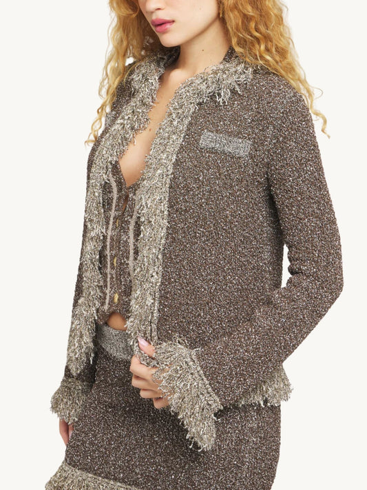 Bianca Fringed Jacket - Tobacco Sequin