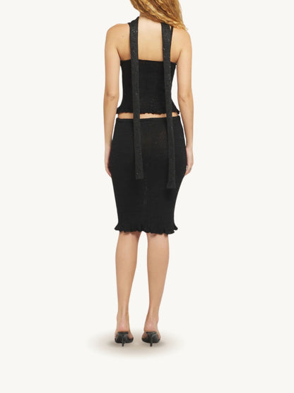 Michaela Midi Skirt - Black Sequin