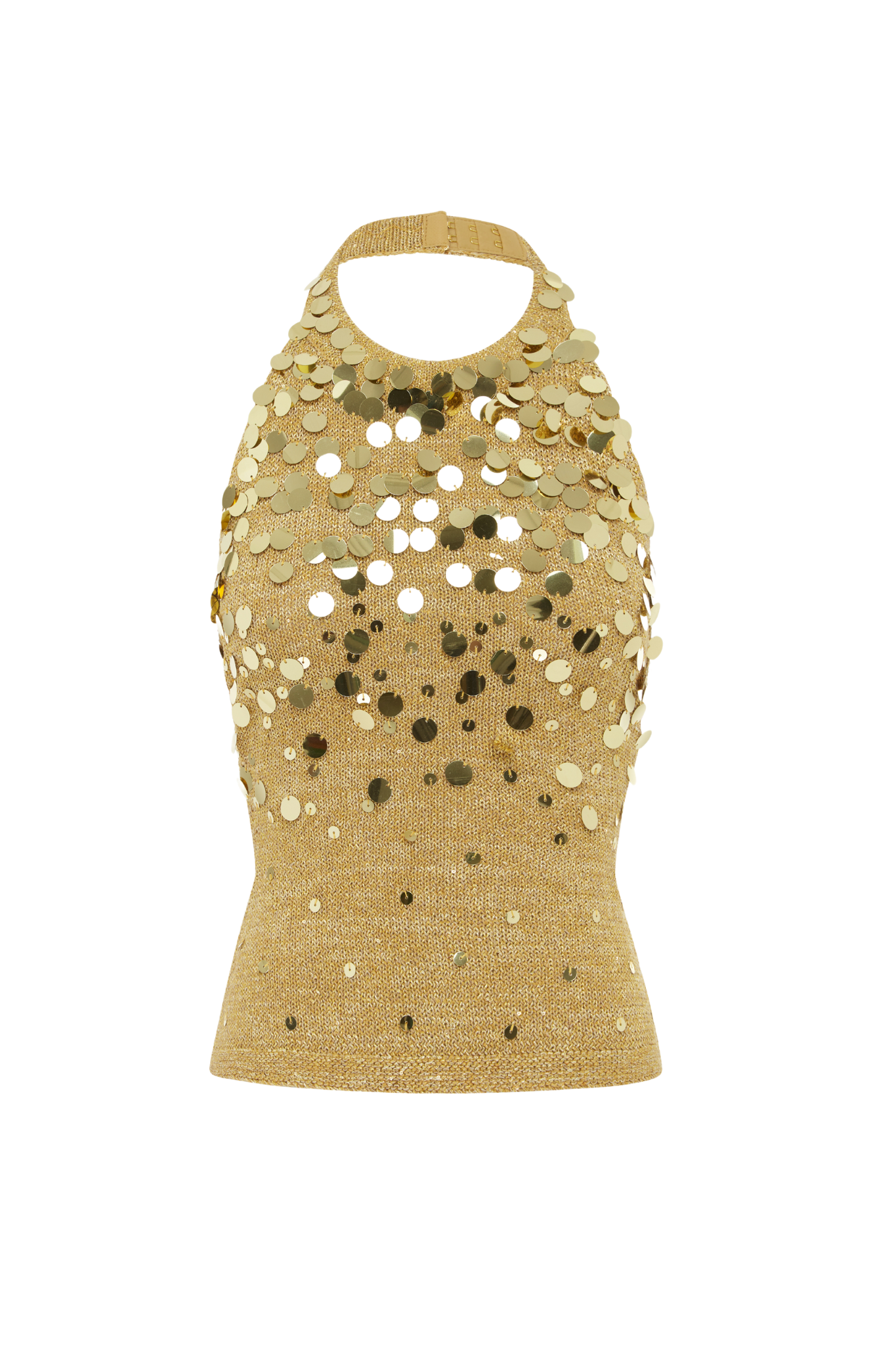 Alex Embroidered Halter Top - Gold Sequin