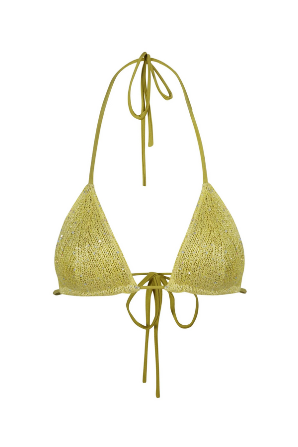 Lio Bikini Top - Chartreuse Sequin