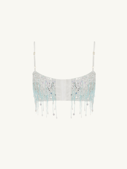 Yasmin Hand Beaded Bralette - Ice Blue