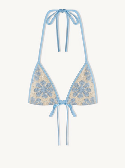 Lio Jacquard Bikini Top - Salt/Sky Blue Delilah Sequin