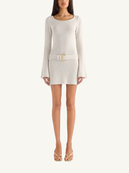 Maya Belted Mini Dress - Star White Sequin