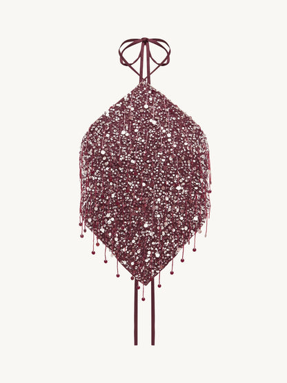 Claire Hand Beaded Camisole - Plum