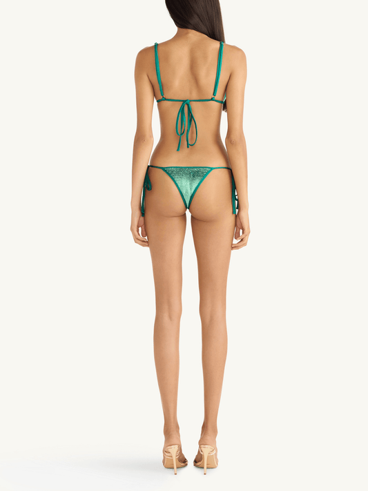 Mia Knitted Bikini Bottom - Palm Green Sequin