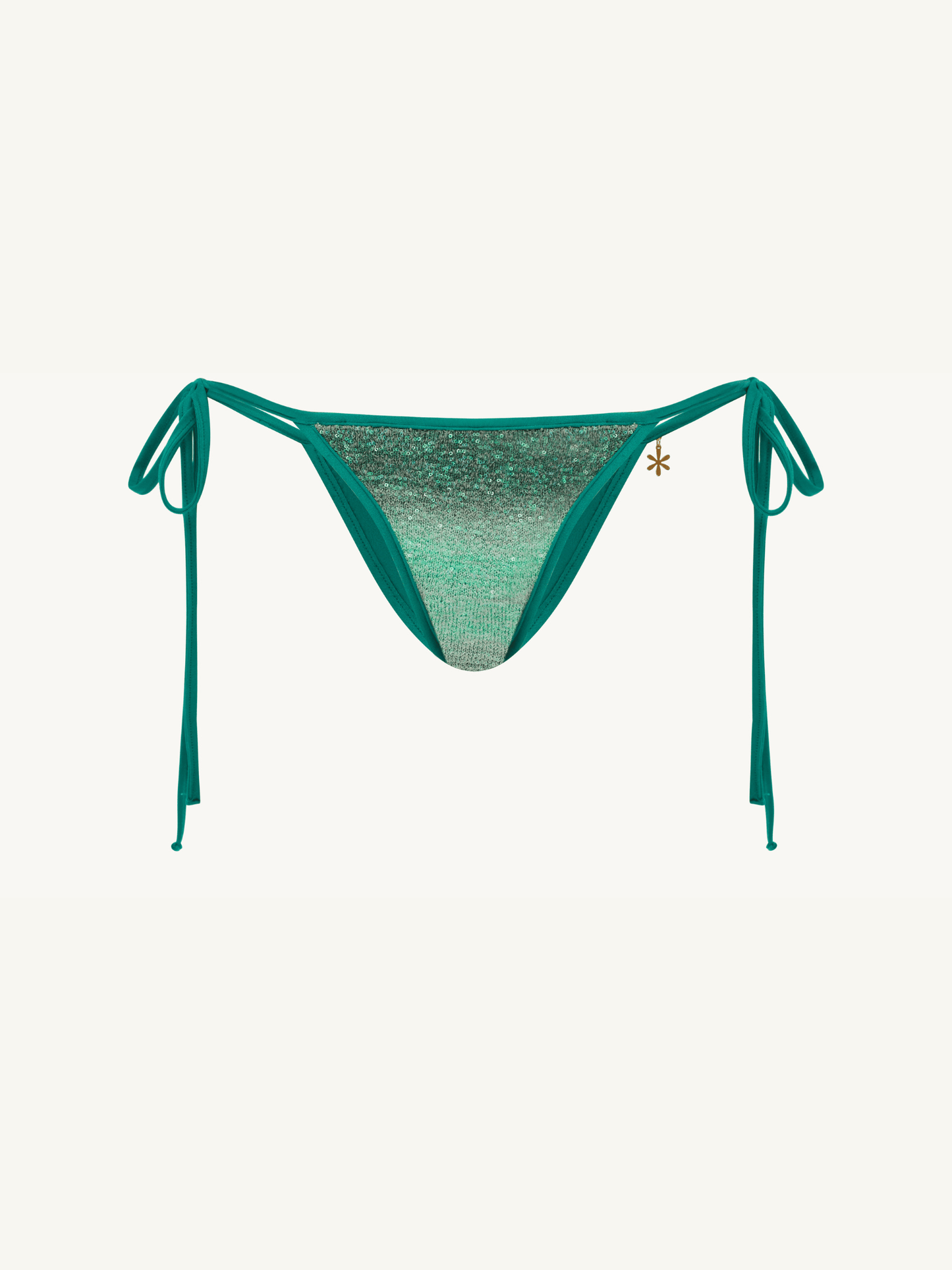 Mia Knitted Bikini Bottom - Palm Green Sequin