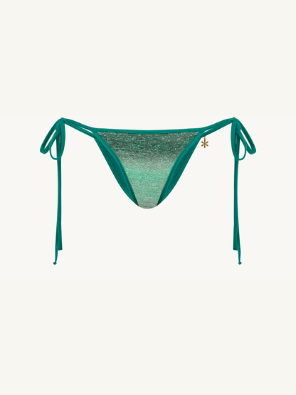 Mia Knitted Bikini Bottom - Palm Green Sequin
