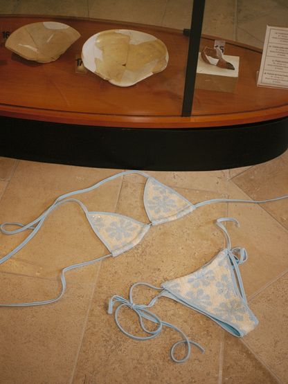 Lio Jacquard Bikini Top - Salt/Sky Blue Delilah Sequin