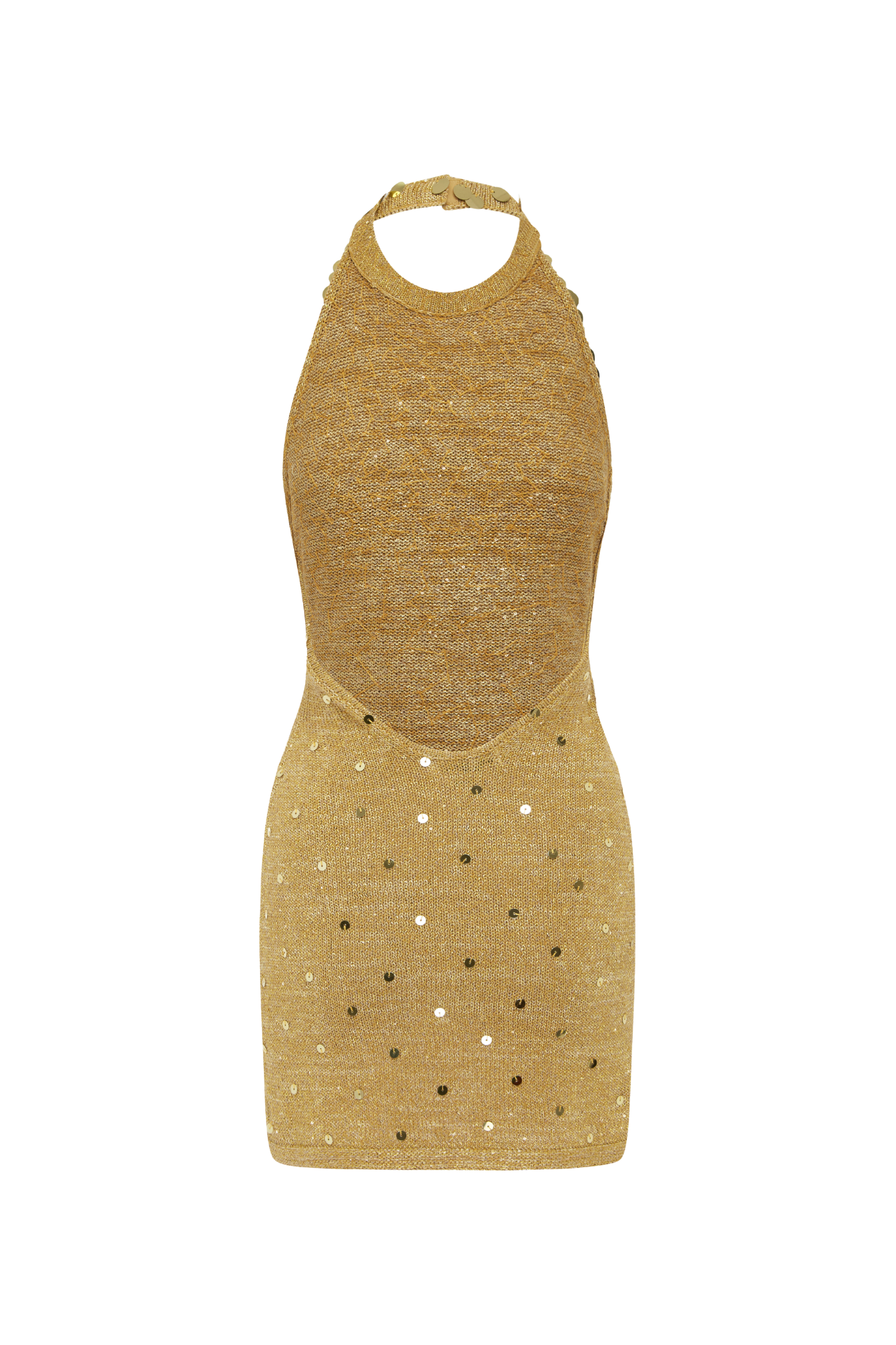 Alex Embroidered Mini Dress - Gold Sequin