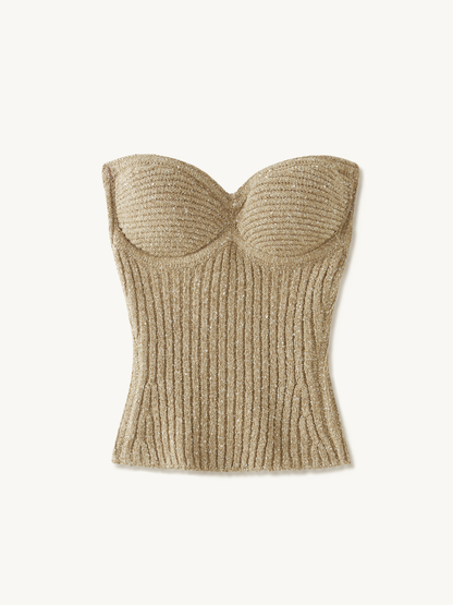 Colette Knitted Corset - Biscuit Sequin