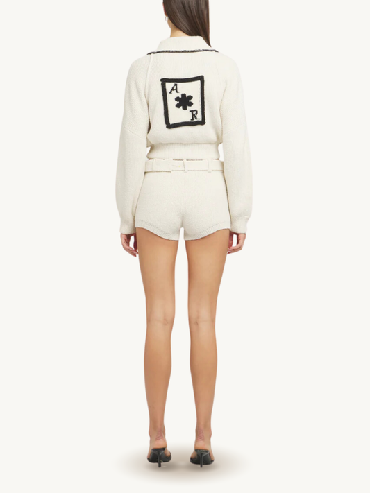 Voyager Knitted Bomber Jacket - Ivory