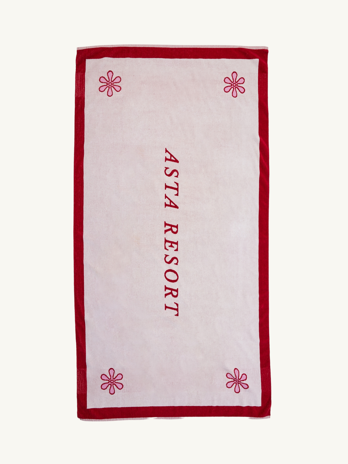 AR Border Jacquard Towel - Ruby Red