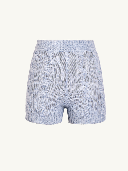 Elsa Cable Knit Short - Ice Blue Sequin