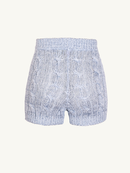 Elsa Cable Knit Short - Ice Blue Sequin