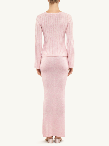 Rosie Cropped Cardigan - Bon Bon Pink Sequin