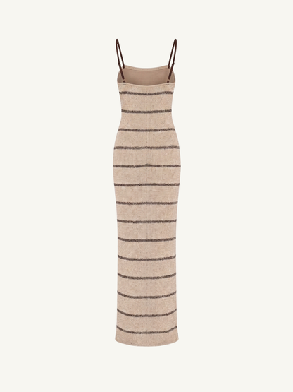 Celeste Maxi Dress - Biscuit Stripe Sequin