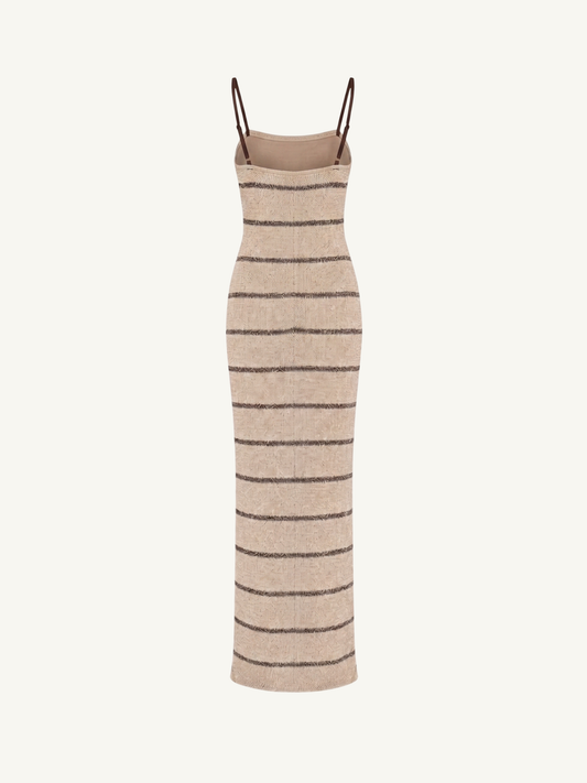 Celeste Maxi Dress - Biscuit Stripe Sequin