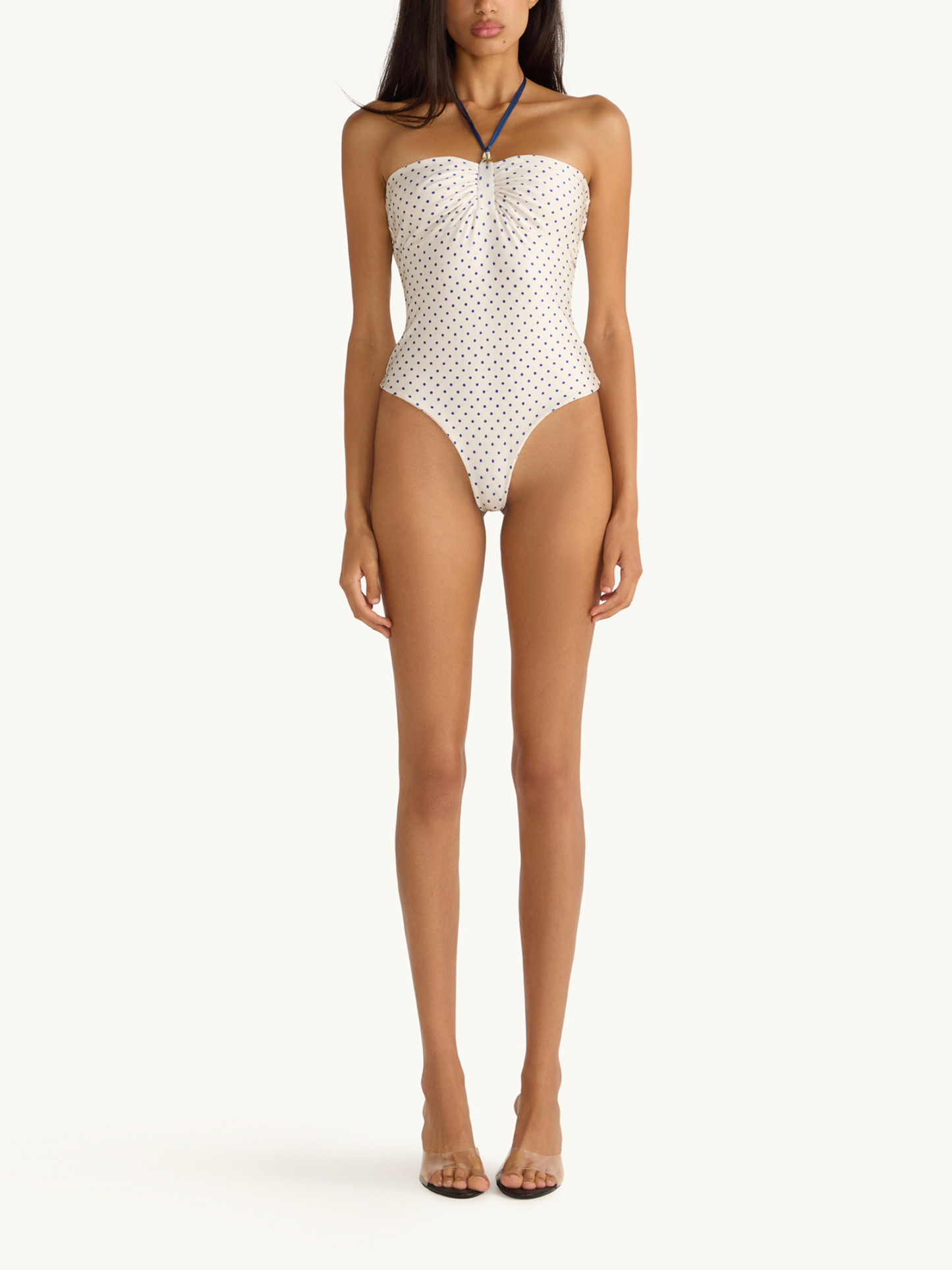 Alana Halter One-Piece - Navy Polka