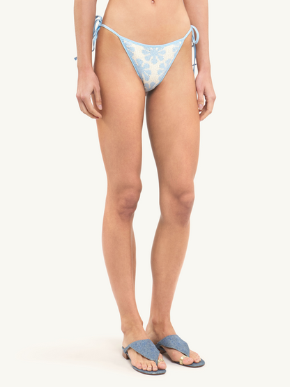 Lio Jacquard Bikini Bottom - Salt/Sky Blue Delilah Sequin