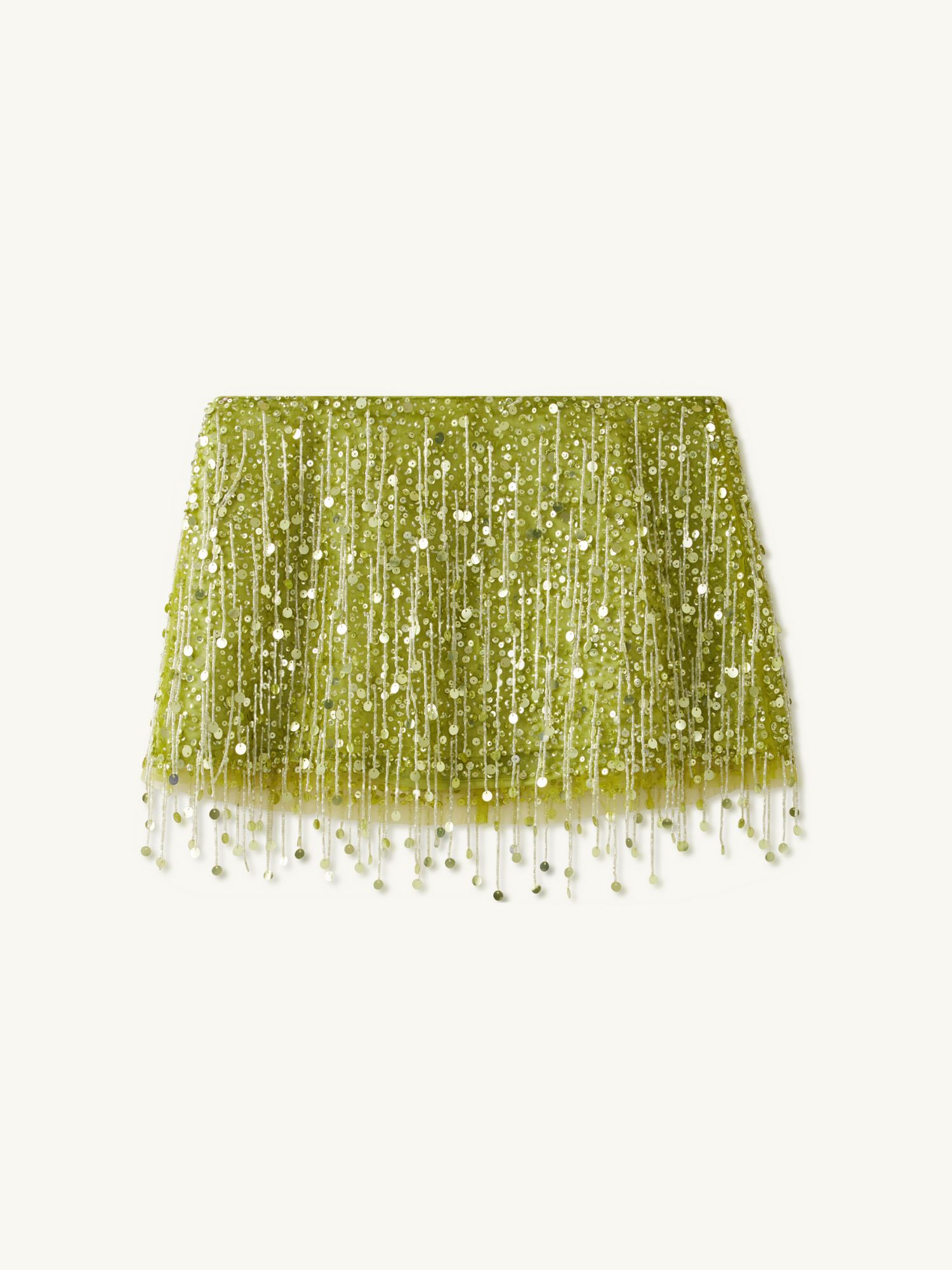 Yasmin Hand Beaded Mini Skirt - Chartreuse
