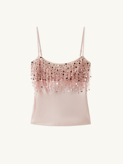Yasmin Hand Beaded Tank - Blush Pink