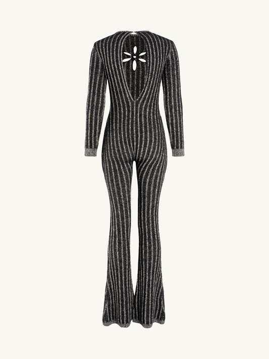 Gigi Jumpsuit - Black/Gold Shimmer