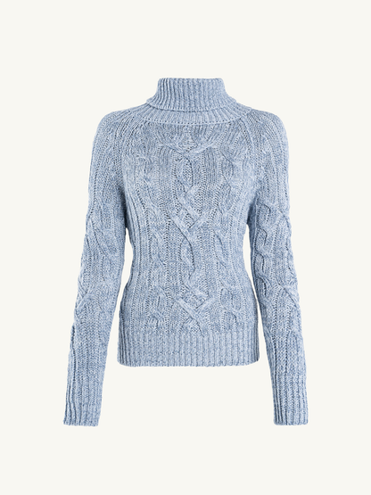 Elsa Cable Knit Sweater - Ice Blue Sequin