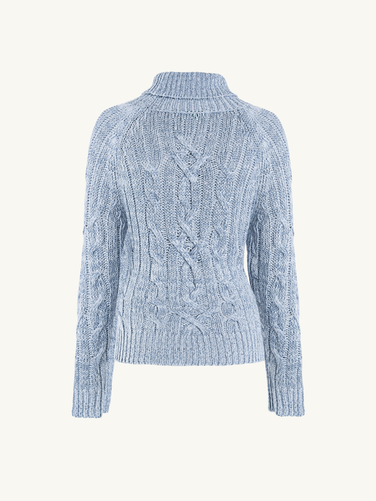 Elsa Cable Knit Sweater - Ice Blue Sequin
