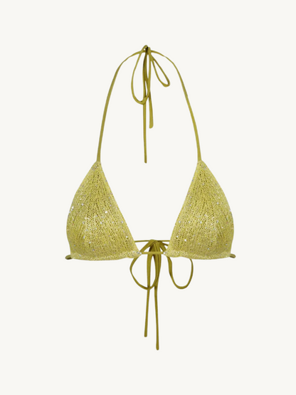 Lio Bikini Top - Chartreuse Sequin