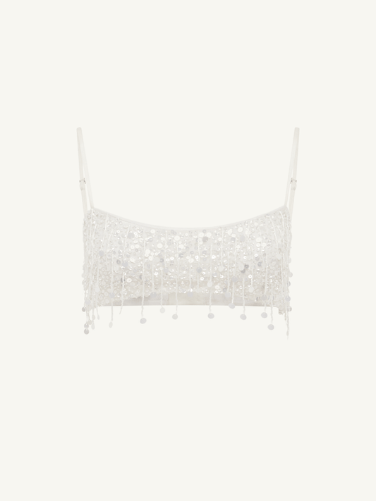 Yasmin Hand Beaded Bralette - Salt