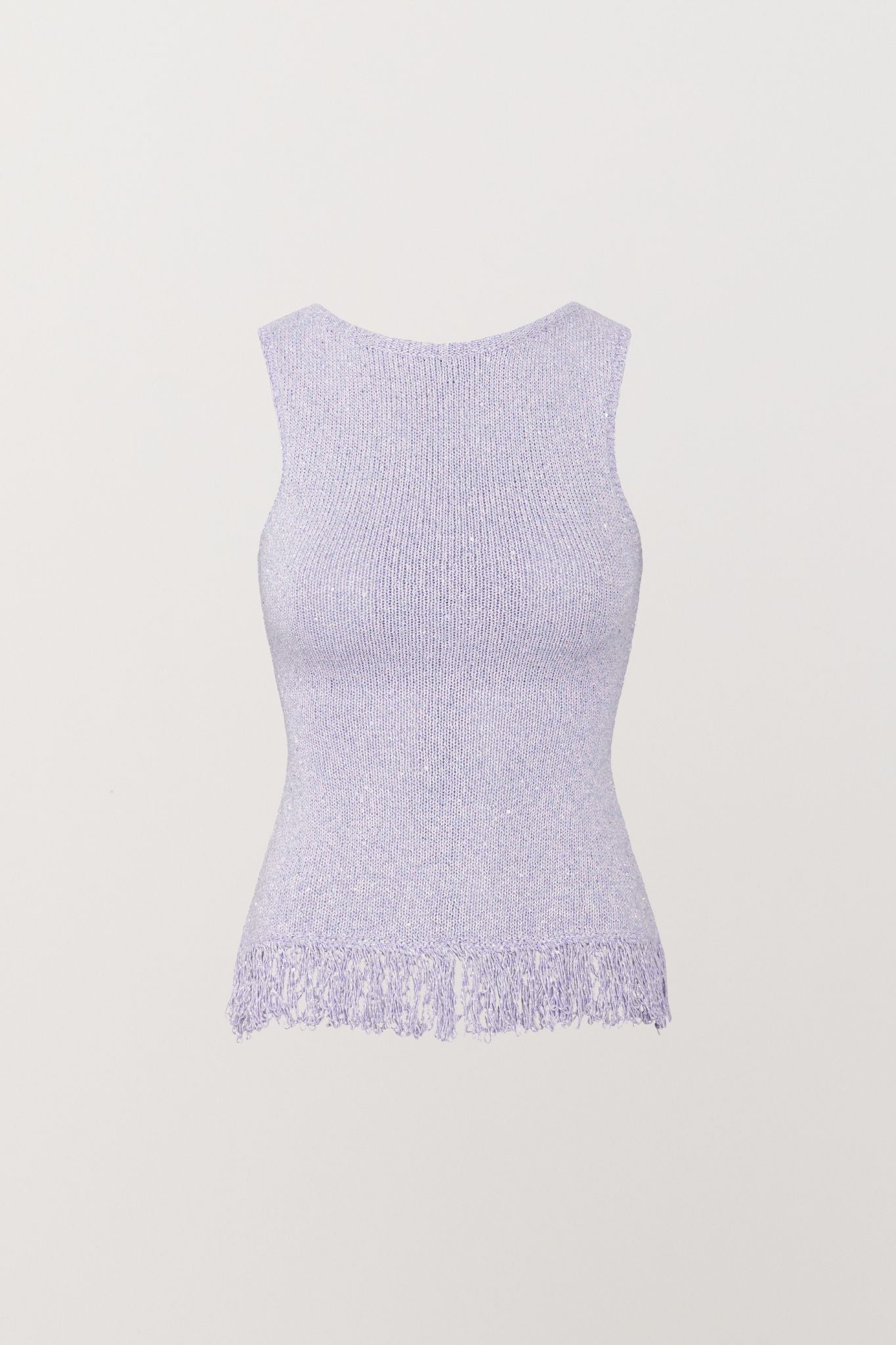 Dana Fringe Top - Lavender Sequin