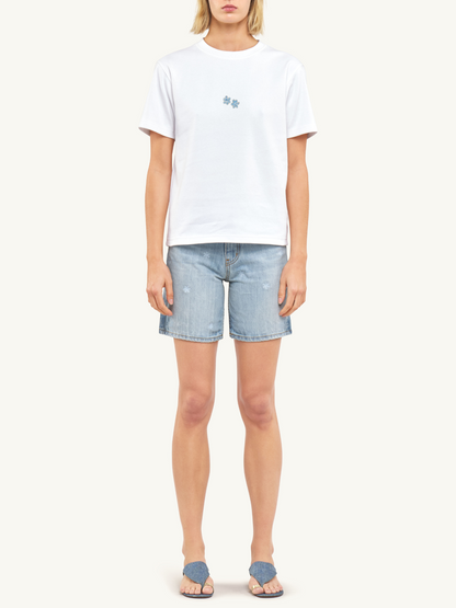Delilah Hand Beaded Tee - Salt/Pale Blue