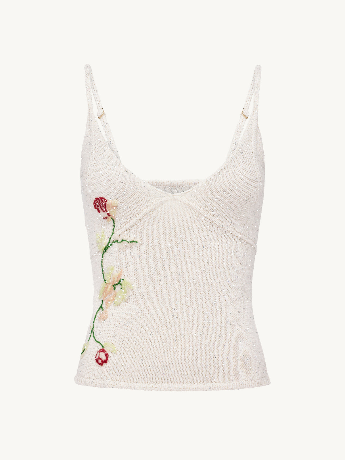 Carolina Embroidered Camisole - Star White Sequin